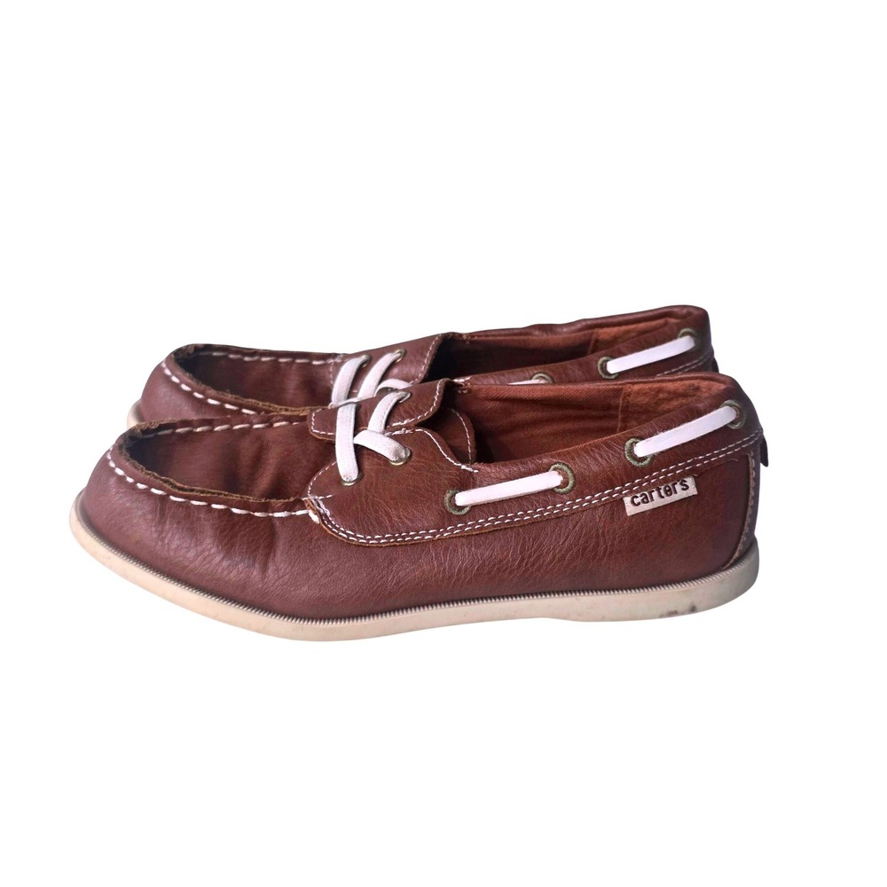 Carters Boys Ian-Cy Brown Faux Leather Boat Shoes Loafers Size 2 US 33 EUR